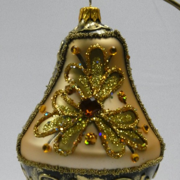 CHRISTMAS BELL Ornament 4-Inch Hand Made And Decorated Glass GOLD - Picture 4 of 7